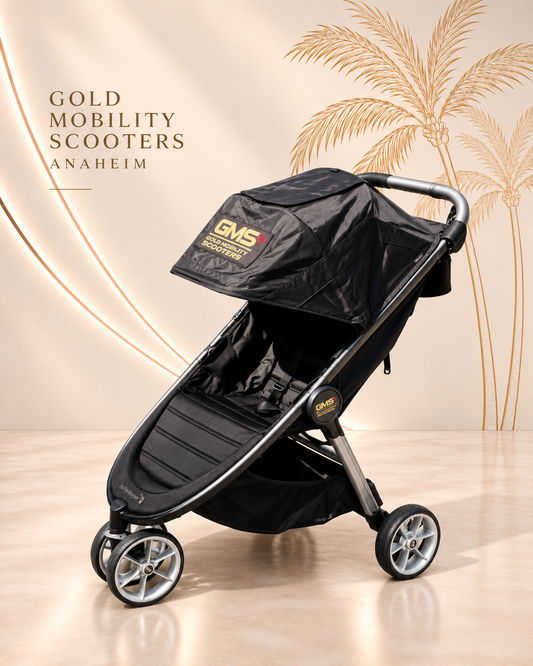 A black Baby Jogger single city mini stroller with a canopy, plush padded seat, and wheels.